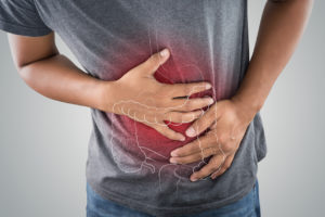 Causes of Constipation -Stomach ache problem concept, Male anatomy
