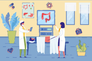 Illustration of a colonoscopy