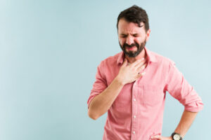 A man with Gastroesophageal reflux disease (GERD) and showing symptoms of Barrett's esophagus.